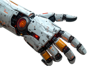 Artificial intelligence robot hand on technology, Isolated on transparent or white, Cut out