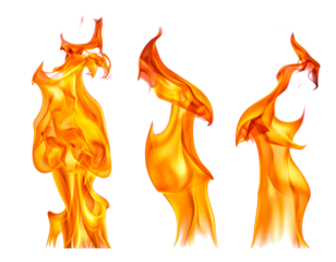 Fire flame, Isolated on transparent or white, Cut out