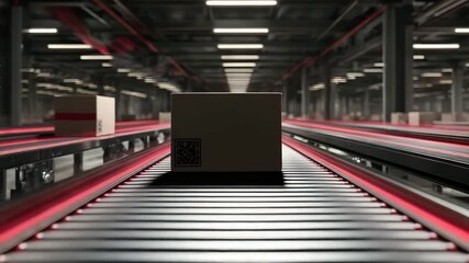 Packages moving along a modern automated conveyor belt, promising speed and efficiency for global logistics and e-commerce solutions