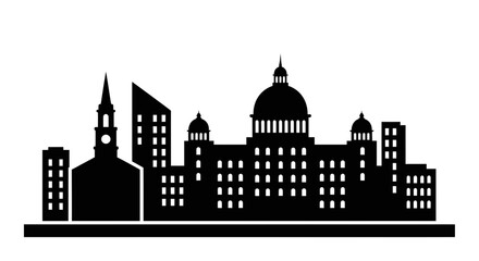 Obraz premium Modern and historic city skyline silhouette with diverse architecture