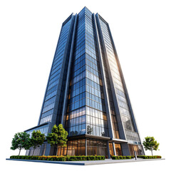 Obraz premium Tall office building realistic image, Isolated on transparent or white, Cut out