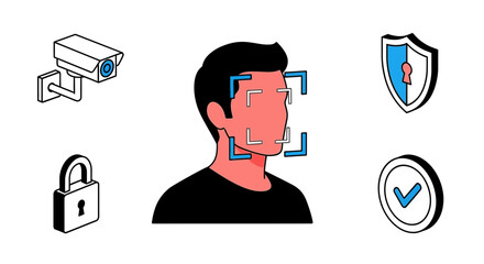 Facial recognition technology scanning a person's face for security and identification purposes.