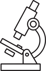 Simple line drawing of a scientific microscope for education and research