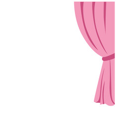 Single pink curtain tied with purple band, great for romantic, feminine, or minimalist bedroom and event designs.