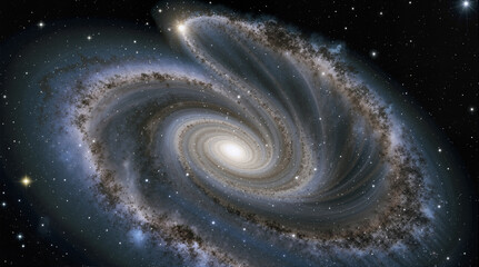 Spiral Galaxy with Starry Background