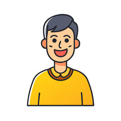 A cartoon character. A character set for your animation. A smiling man in a yellow sweater.
