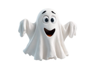 Cute Cartoon Ghost Character PNG Isolated on Transparent Background