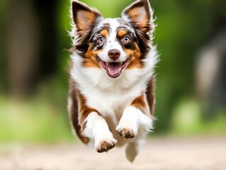 Happy Dog Running in a Green Park with Joyful Expression and Bright Eyes