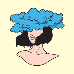 Animated vector image design of a very beautiful, cute and colorful woman, very suitable to be used as a poster image for an event