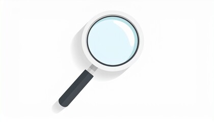 Illustration of a magnifying glass with a white background and a shadow.