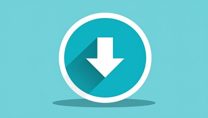 A downward-pointing arrow icon in a blue circle with a long shadow, indicating download or direction.