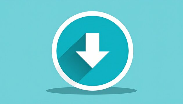 A downward-pointing arrow icon in a blue circle with a long shadow, indicating download or direction.