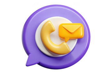 3d phone call notification icon, communication, contact, message, support, service, render isolated on transparent background