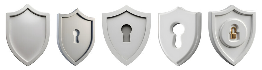 Set of white security surveillance cameras in different angles CCTV system 3D render isolated