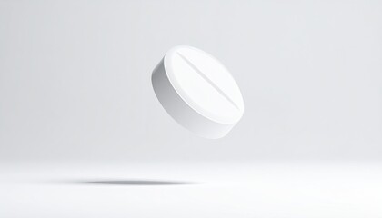 White pill levitates, with central score line