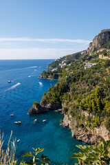 Scenic views looking west across the Amalfi coastline, Southern Italy