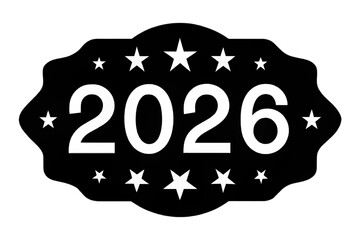 Black 2026 PNG with Stars for Design