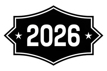Year 2026 with Stars - Simple PNG