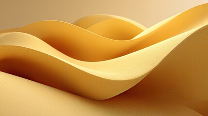 Abstract wavy golden forms. Soft, undulating shapes in a pale gold/beige hue create a smooth, flowing aesthetic.  A 3D rendering or digital illustration, focused on curves and texture