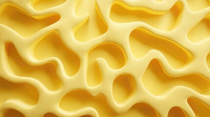 Abstract texture of a pale yellow, patterned foam.  Intricate, organic shapes create a maze-like design.  Light highlights the sculpted form