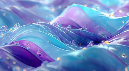 Abstract wavy surface of swirling, iridescent, translucent colors