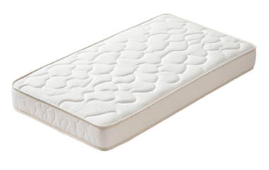 Minimalist white mattress on clean studio backdrop
