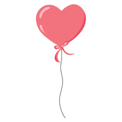 Illustration of a pink heart-shaped balloon on a white background
