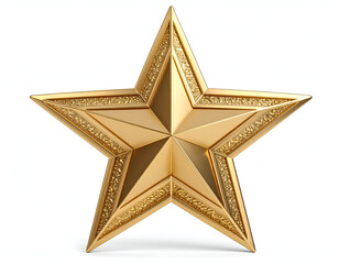 A lustrous, elegantly designed golden five-pointed star, intricately crafted to symbolize ultimate achievement, prestigious recognition, and celebratory success, gleaming brightly
