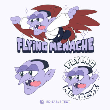 Flying Vampire Vintage Cartoon Halloween Day 