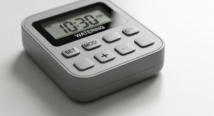 Digital watering timer 1030 AM displayed on screen