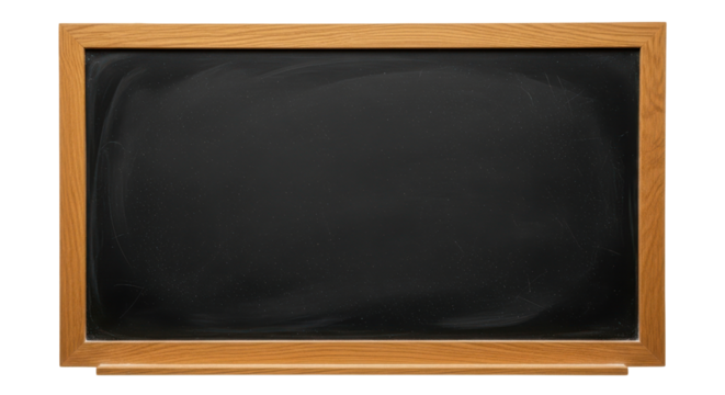 Blank black chalkboard with wooden frame isolated PNG with Transparent Background - Powered by Adobe