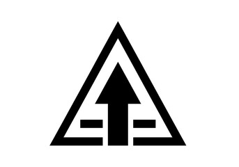 Black upward arrow inside a triangle symbol