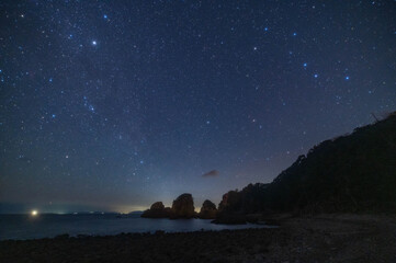 Obraz premium 妙見浦の冬の星空