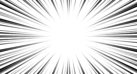 Fototapeta premium Radial speed lines emanating from a central white void. Dramatic, fast-paced