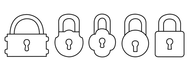 set of vector designs of various padlocks