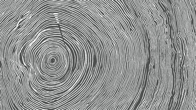 Close up of black and white wood grain texture with concentric rings and vertical lines background pattern