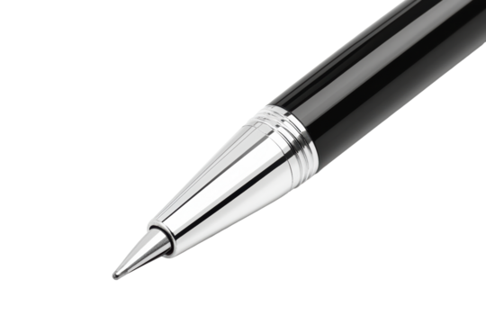 Silver chrome pen tip isolated on white
