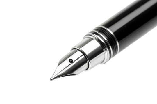 Fountain pen nib macro shot in silver-black
