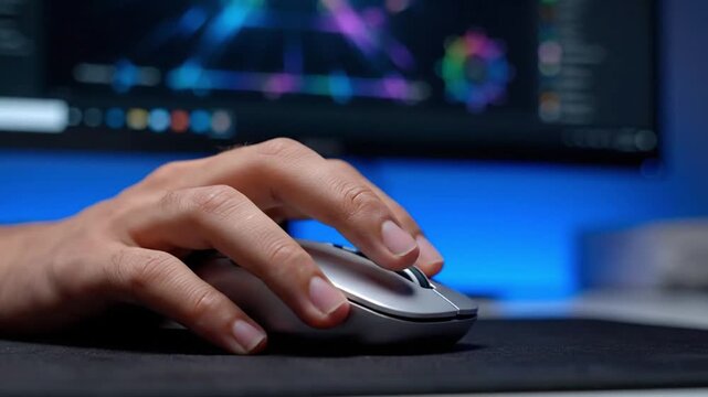 Hand Using Mouse Hovering Over Design Software Interface
