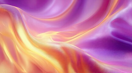 Abstract, flowing fabric with vibrant gradients of pink and gold.  Soft, liquid-like folds and textures