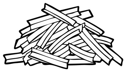 Pile of freshly cut fried potatoes create a tempting junk food illustration, perfect for menus, banners, and posters for fast food restaurants.