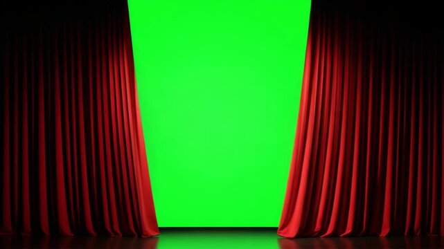 Red curtain green screen stage opening animation