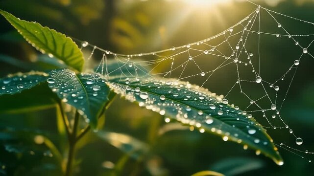 spider web with dew drops