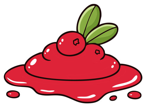 red cranberry sauce with green leaves clip art preview