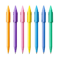 Gradient row of metallic pens with caps
