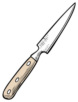 knife drawing with wooden handle clip art preview