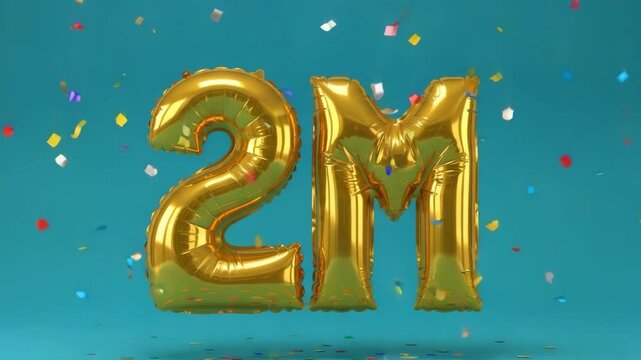 2M celebration confetti gold balloon animation