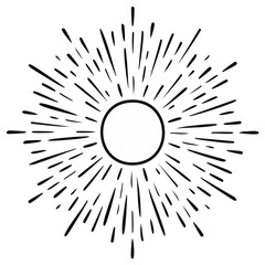 Obraz premium Retro sunburst design with emanating rays and central circle