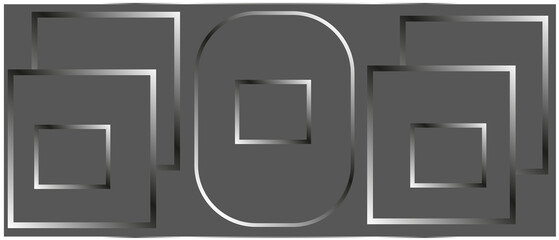 Dark background with silver geometric shapes and a subtle 3d effect.