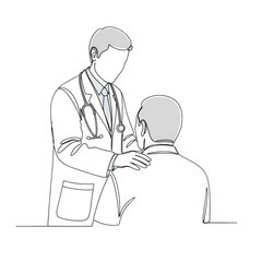 Doctor comforting patient with hand on shoulder, isolated on transparent background